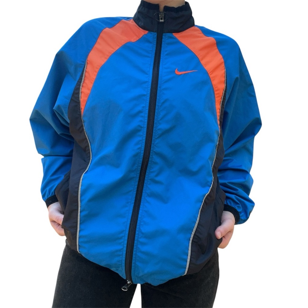 Vintage 90s Nike Windbreaker Jacket – Blue/Orange Colorblock – Small